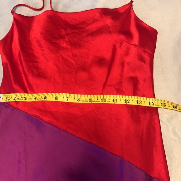 Express red purple satin slip dress cowl neck spaghetti strap diagonal size s - Picture 8 of 10